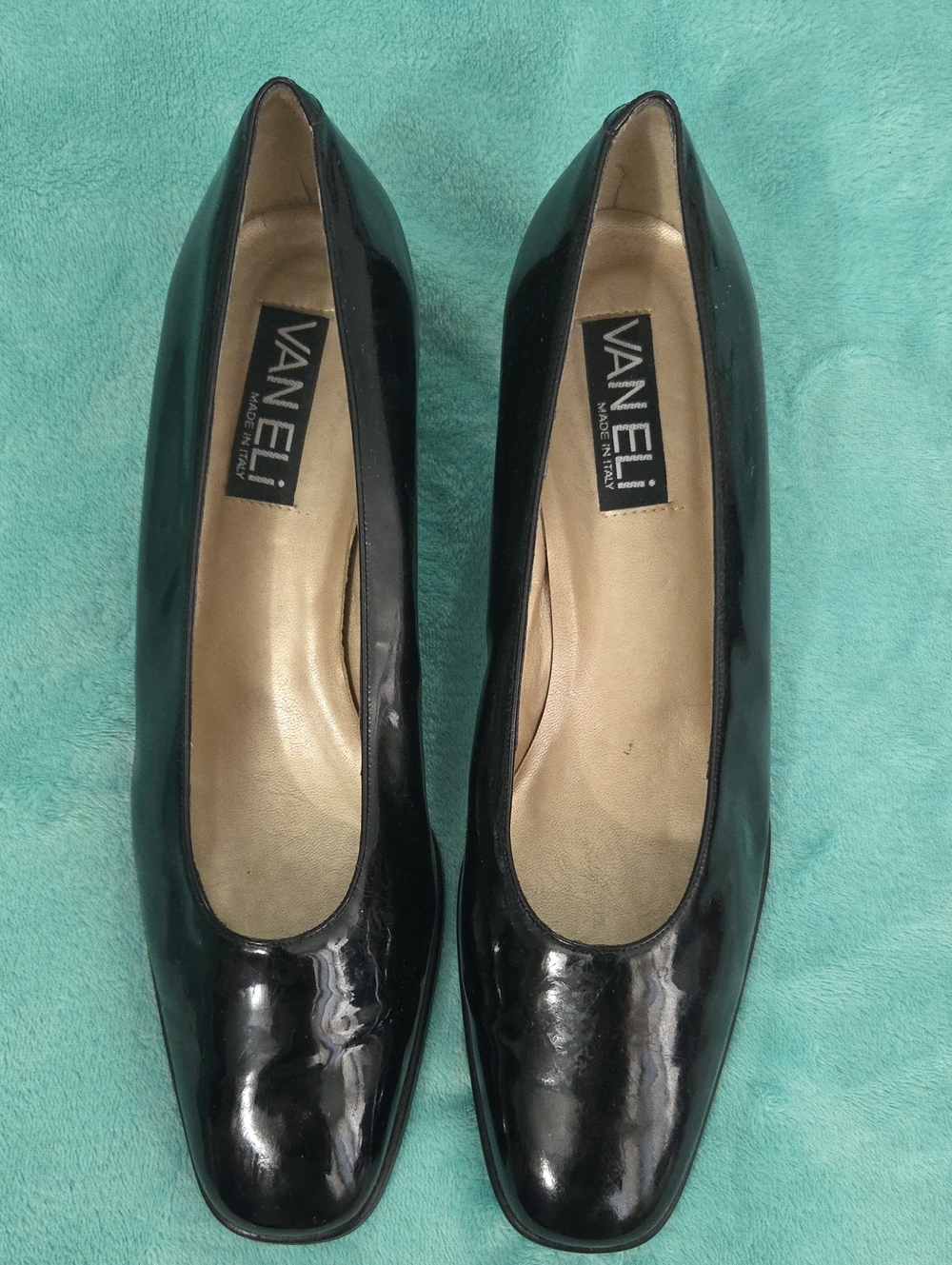Vaneli Black Patent Leather Square-Toe Pumps